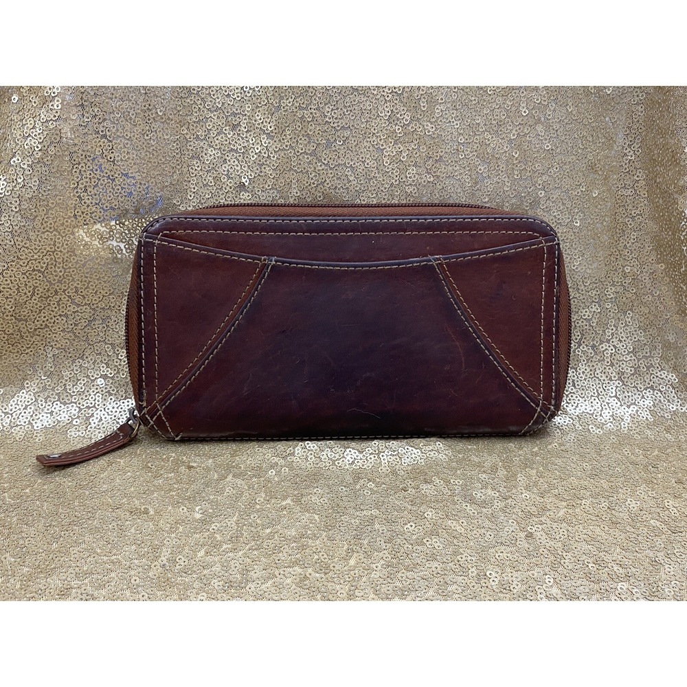 Clarks Card Wallet Soft Brown Buttery Leather 7.5" X 4" Pocketbook Billfold
